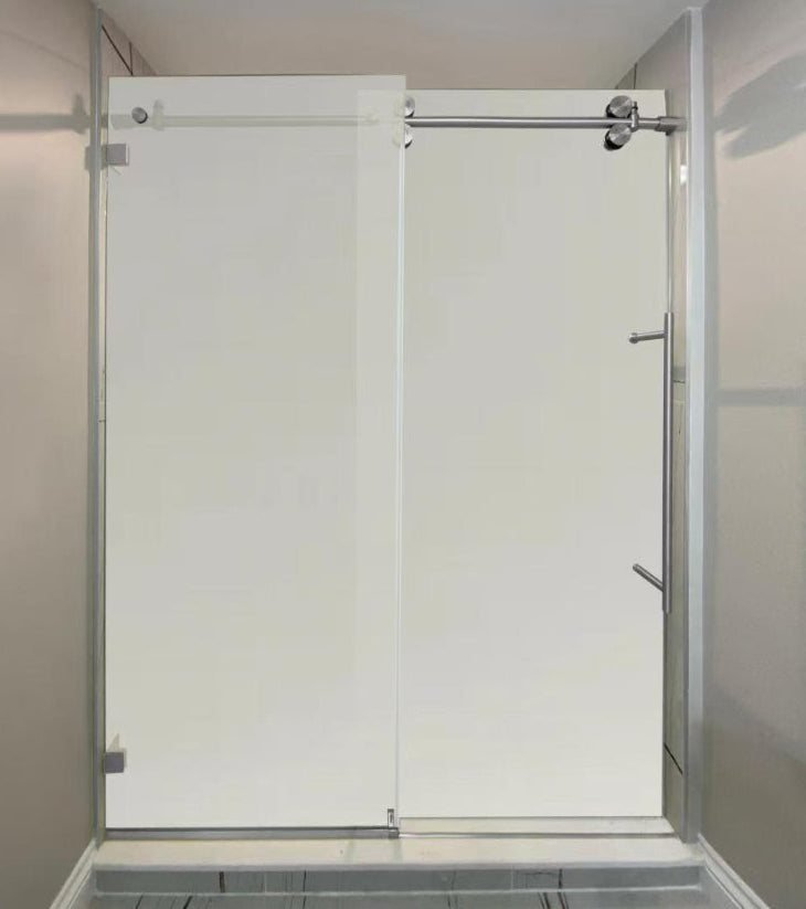 Frameless Sliding Enclosure — Brushed Nickel
