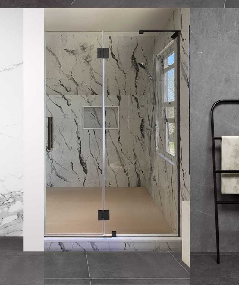Frameless Sliding Enclosure — Matte Black