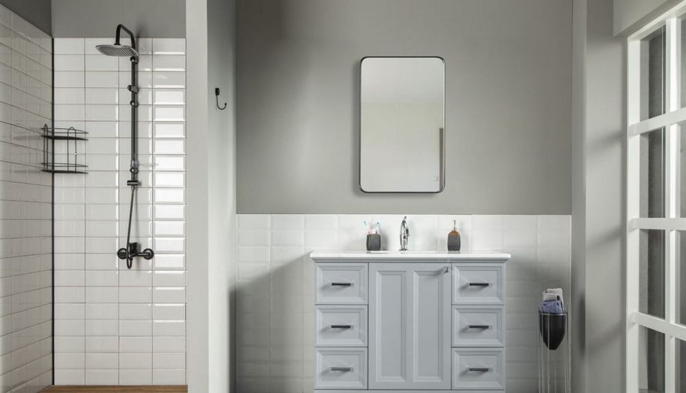 Isabel 42″ Gray Chrome Handle — Bathroom Cabinet